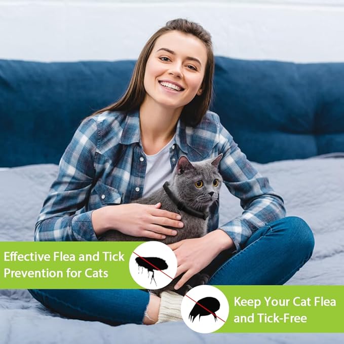4 Pack Flea and Tick Collar for Cats, Natural Plant Oil Formula Cat Flea Collar Provides 32-Month Protection for Flea Tick Prevention, Waterproof &amp; Adjustable Cat Flea Treatment for Most Cats