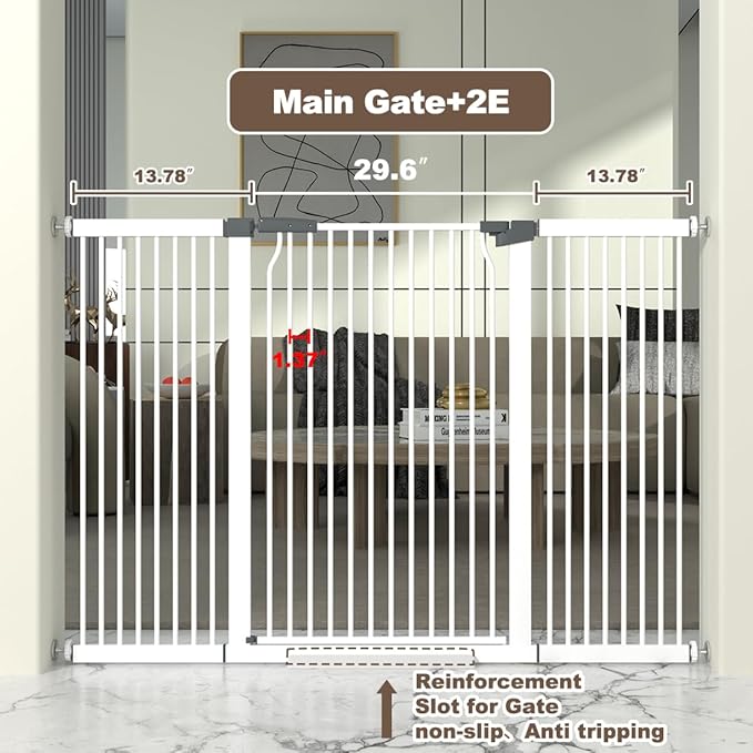 41" Extra Tall Cat Gate for Doorway, 54.5-60.2&