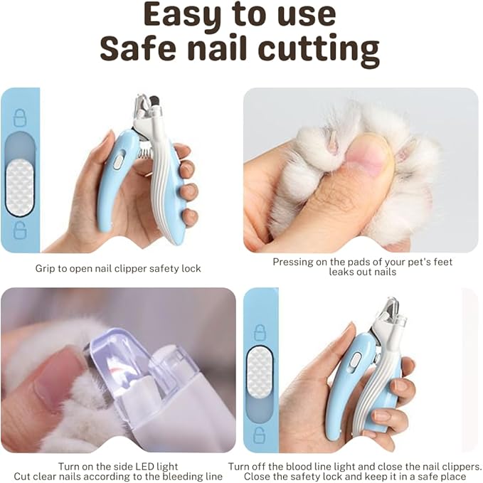 Cat Nail Clippers, Whale Shape Precision Trimming Tool, Ergonomic Non-Slip Handle, Safety Guard, Compact &amp; Easy to Clean (Blue)