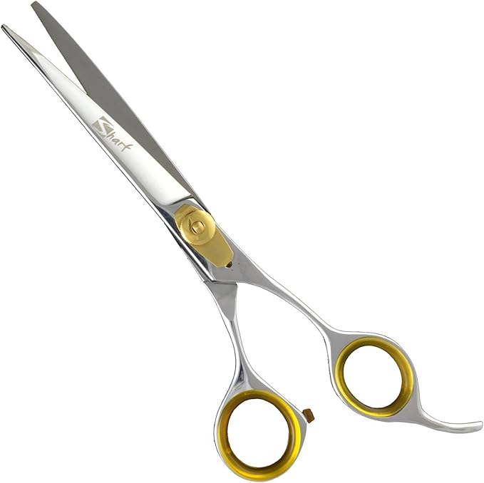 Sharf Professional Pet Shears Kit: Gold Touch Dog Grooming 7.5 Inch Curved Shear &amp; 7.5 Inch Straight Scissors | Must-Have Groomers &amp; Home Groomer Scissors Set
