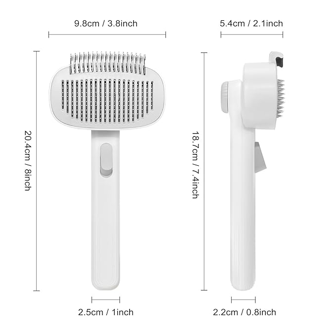2-in-1 Deshedding Brush &amp; Dematting Comb for Cats, Cat Brush for Long Haired Cats, Effectively Removes Matted Fur &amp; Tangles, White