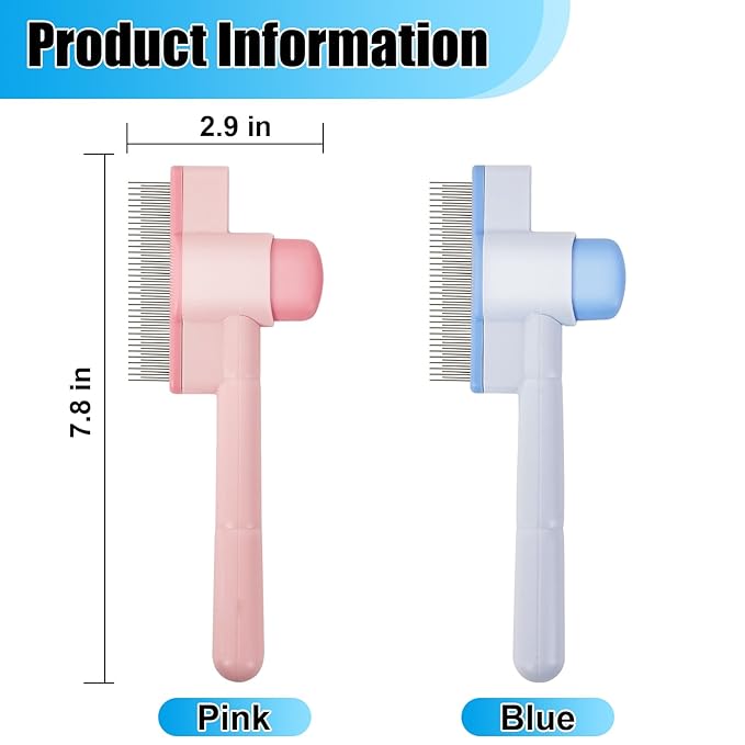 2PCS Flea Comb for Cats &amp; Dogs – Magic Self-Cleaning Cat Grooming Brush with Stainless Steel Teeth, Cat Combs for Fleas and Ticks, Indoor Pets, Fine Tooth Comb for Kittens