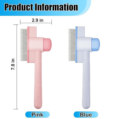 2PCS Flea Comb for Cats &amp; Dogs – Magic Self-Cleaning Cat Grooming Brush with Stainless Steel Teeth, Cat Combs for Fleas and Ticks, Indoor Pets, Fine Tooth Comb for Kittens