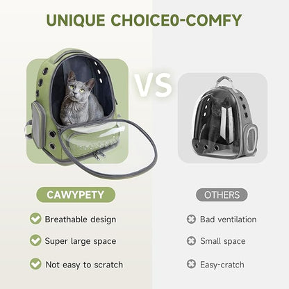 Cat Backpack Carrier, Breathable Cat Carrier Large Space Bubble Pet Backpack for Kitty Small Dog up to 15lbs, Transparent &amp; Foldable Pet Carrier for Travel Hiking
