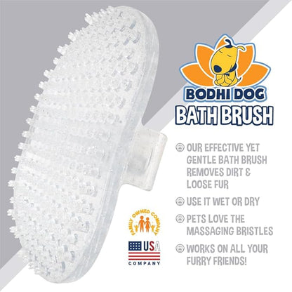 Bodhi Dog Shampoo Brush - Pet Grooming &amp; Bath Supplies for Dogs and Cats - Bath Brush for Long &amp; Short Hair - Premium Scrubber for Shower, Bathing &amp; Massage (One Pack, Silver Glitter)