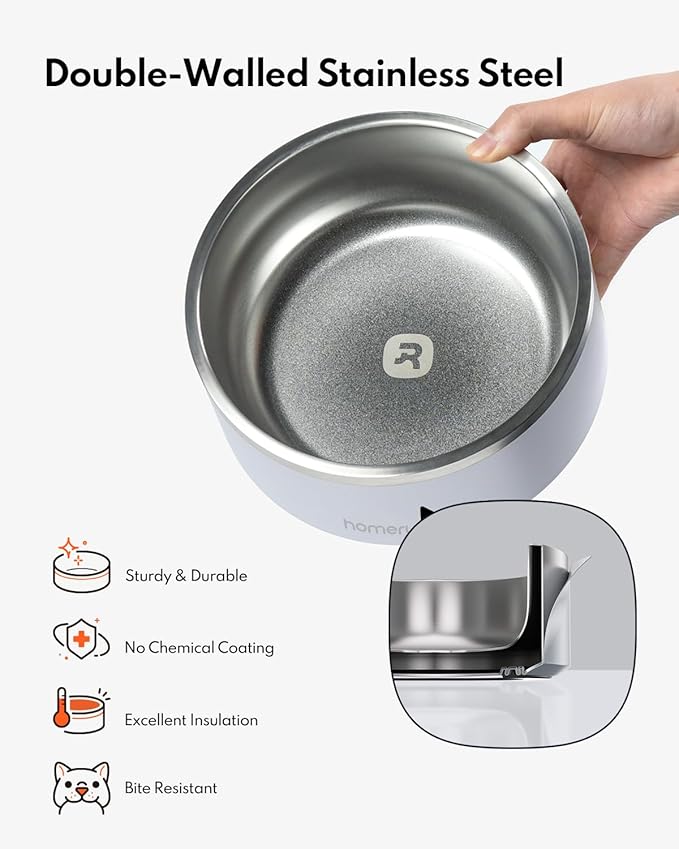 Homerunpet Double Wall Stainless Steel Dog Bowls, Non-Slip Base, Dishwasher Safe, Durable Pet Food &amp; Water Bowl for Dogs &amp; Cats(32oz, Steel Blue)