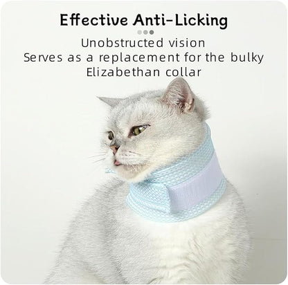 Cat Neck Brace Cover - Breathable &amp; Adjustable Elizabethan Collar for Post-Surgery Recovery Anti-Scratch Anti-Lick Protection, Cervical Cone for Small Medium Large Dogs Puppies Kittens (X-Small,Blue)