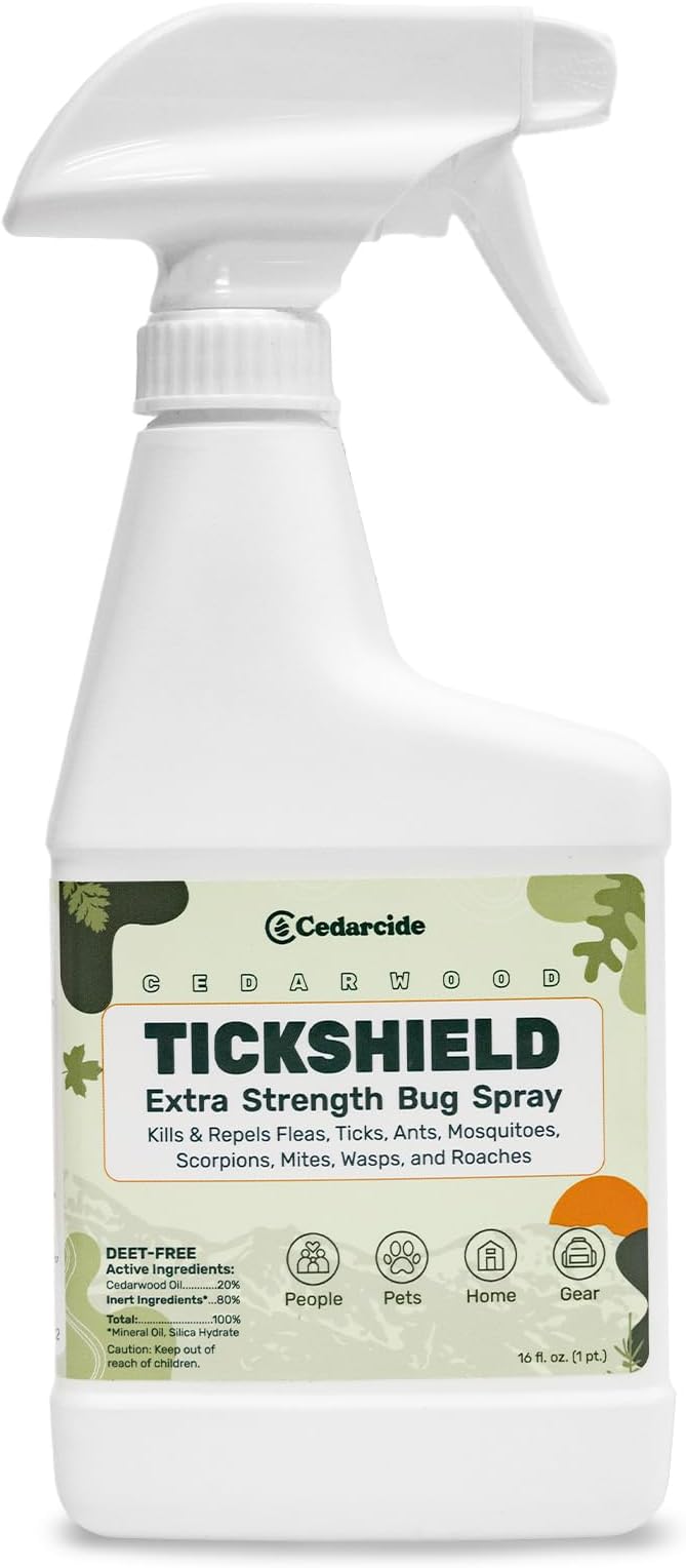 Tickshield Extra-Strength Bug Spray | Our Original Formula with an Extra Kick | for People, Gear, &amp; Animals Over 20 Lbs (Pint)