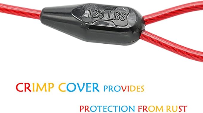 Petest 30ft Tie-Out Cable with Crimp Cover for Heavy Dogs Up to 125 Pounds Black &amp; Red
