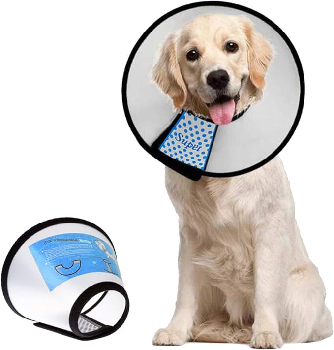 Supet Dog Cone Collar Adjustable After Surgery, Comfortable Pet Recovery Collar &amp; Cone for Large Medium Small Dogs, Elizabethan Dog Neck Collar Plastic Practical