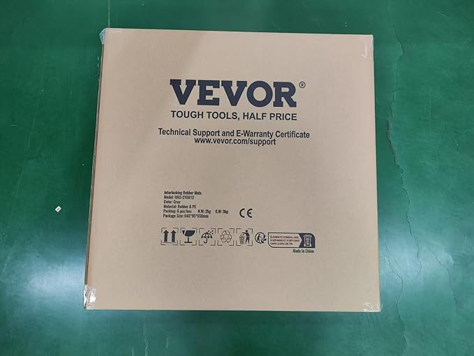 VEVOR 0.56Inch 48sq.ft 12 Tiles Gym Flooring for Home Gym, Rubber Top with High Density EVA Foam,25 x 25In Gym Floor Exercise Equipment Mats, Interlocking Gym Mats, Puzzle Workout Mats, Black &amp; Grey