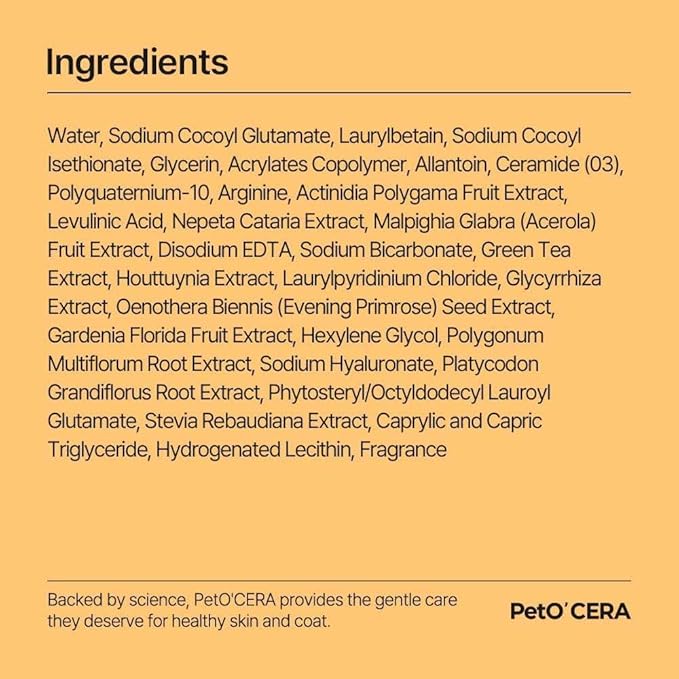 PetO’Cera All-in-One Cat Shampoo and Conditioner | Hypoallergenic Cat Skin &amp; Coat Care | Itch Relief, Moisturizing &amp; Rejuvenating | Veterinarian Approved and Formulated (10.1oz, 300ml)