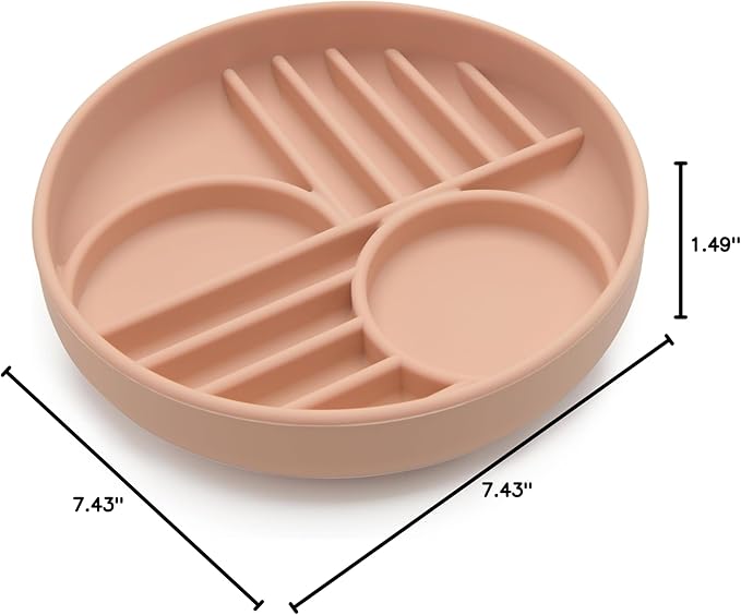 The Slowdown Bowl Silicone Slow Feeder for Dogs &amp; Puppies, Slow Eating Modern Lick Mat Design Reduces Gulping, Fits 2 Cups 7.5” Across x 1.5” Tall, Mealtime Challenge, Medium-Blush