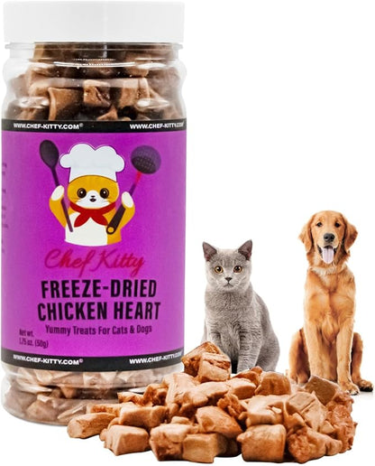 Freeze-Dried Chicken Heart Treats for Cats &amp; Dogs – 100% Human Grade, Single Ingredient, High-Protein, Healthy Snack – No Additives or Preservatives – 1.4oz - Inspected &amp; Tested in USA