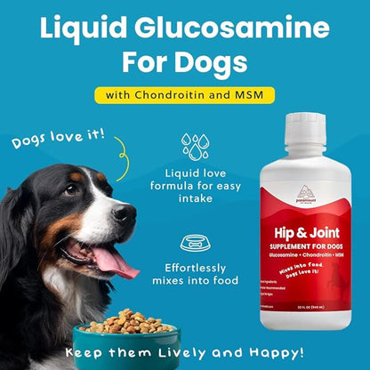 Liquid Glucosamine for Dogs, 1600mg Glucosamine Chondroitin MSM, Hip &amp; Joint Supplement for Large Dogs, Liquid Arthritis Relief &amp; Mobility Support, 32 oz