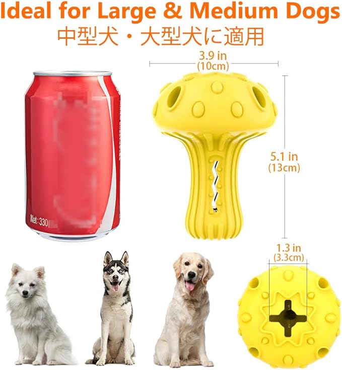 SCHITEC Dog Chew Toy for Large &amp; Medium Dogs, Rubber Treat Dispensing Toy for Aggressive Chewers, Interactive Slow Feeder Tough Puzzle Toys Teeth Cleaning