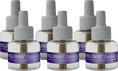 FELIWAY Optimum 6 x 30 Day Cat Calming Refills for Pheromone Diffuser, 6 x 48ml Value Pack - Helps Reduce Common Signs of Stress in Cats &amp; Kittens, Enhanced Calming