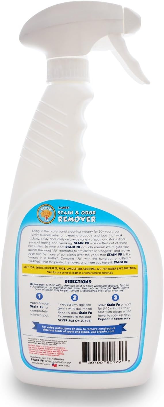 Pro Strength Carpet Odor &amp; Stain Remover Works Like Magic in a Bottle on Tough Urine Feces Vomit and Even red Wine Too! 24 fl.oz