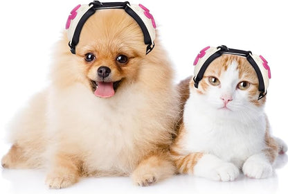 Calming Earmuffs for Cats and Small Dogs - for Anxiety Relief - Noise Canceling for Fireworks, Thunderstorms, Pet Grooming &amp; Force Drying - Dog Ear Muffs Noise Protection (White, Small)