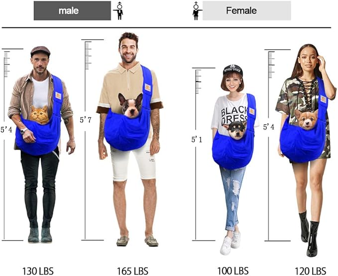 Tomkas Dog Sling Carrier for Small Dogs - Royal Blue, Adjustable Strap &amp; Zipper Pocket, Up to 10 lbs. Perfect Puppy Carrier for Small Dogs