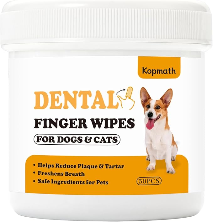 Finger Brushes for Dental Care of Pets, Teeth Cleaning Finger Wipes, Dog Dental Wipes, Reduce Plaque &amp; Tartar, Freshen Breath, Safe &amp; Natural Pet Dental Wipes for Dogs Teeth
