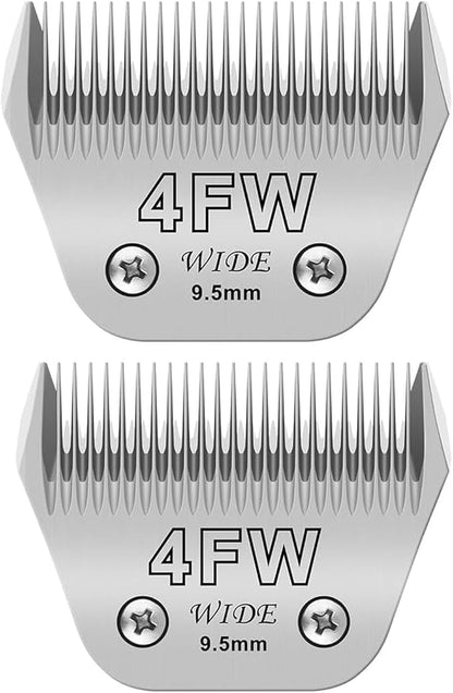 2pcs 4FW Wide Blades for Dog Grooming Blades Compatible with Andis,Oster A5,Wahl km10 Dog Clippers,Size-