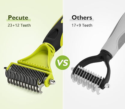 Pecute Pet Dematting Tool 2 Pack - Double Sided Undercoat Rake &amp; Dematting Comb for Detangling Matted or Knotted Undercoat Hair, Great for Medium or Long-haired Dogs &amp; Cats