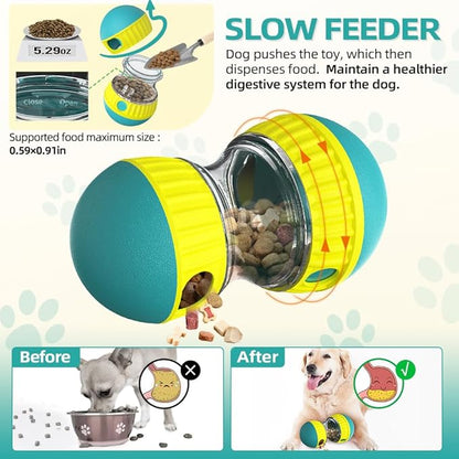 Dog Puzzle Toys, Rolling Treat Dispensing Ball, Brain Stimulation &amp; Slow Feeder, Dog Enrichment Toys to Keep Them Busy (Green)