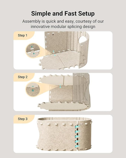 DownyPaws Cat House for Indoor Cats, Cat Bed Cave for Multiple &amp; Large Cats Up to 22 Lbs, Scratch Resistant, Foldable Peekaboo Kitten Caves Tunnel Enclosed Bed, PeekaPurr, Cream