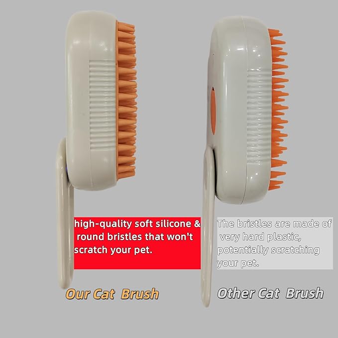 Cat Steam Brush for Shedding 4 in 1 Dog Brush with Steam Pet Hair Cleaning Brush Comb for Spray Pet Grooming for Long &amp; Short Haired Pets Comb for Cats (Brown)