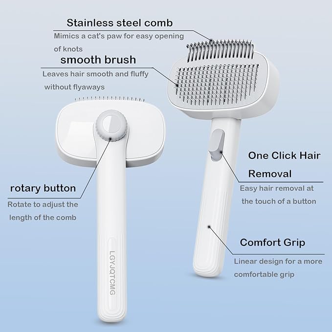 2-in-1 Pet Deshedding Brush Cat Dematting Comb for Indoor Cats and Dogs Comb for Shedding Long &amp; Short Hair Gentle Massage Grooming Tool Easy to Remove Loose Undercoat,Matted Fur &amp; Tangles