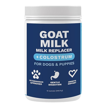 Under the Weather Puppy Milk Replacement Formula + Colostrum for Dogs &amp; Puppies | Goat Milk Replacer Powder | Goat-Based Formula with Colostrum for Immune &amp; Digestive Support - 12 oz