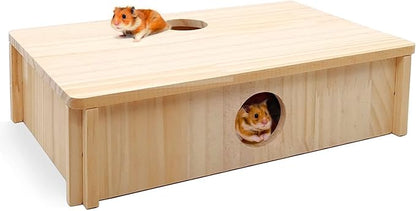 kathson Multi-Chamber Hamster Maze House,Wooden Syrian Hamster Maze Hideout,Small Pets Habitats Decor,6-Room Hideouts &amp; Tunnel Exploring Toys for Dwarf Hamsters,Gerbils,Mice,Lemmings,Mouse
