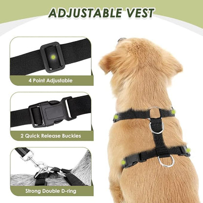 Lukovee Dog Seat Belt - Adjustable Dog Car Harness for Large, Medium &amp; Small Dogs, Soft Padded &amp; Breathable Mesh Dog Seatbelt with Car Vehicle Connector Strap (Black, XX-Small)