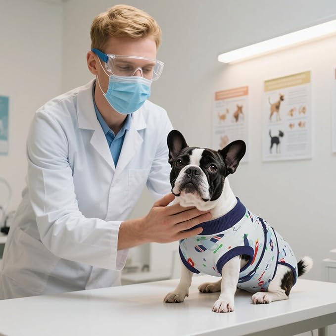 Kuoser Recovery Suit for Dogs Cats After Surgery, Professional Pet Recovery Shirt Dog Abdominal Wounds Bandages, Substitute E-Collar &amp; Cone,Prevent Licking Dog Onesies Pet Surgery Recovery Suit