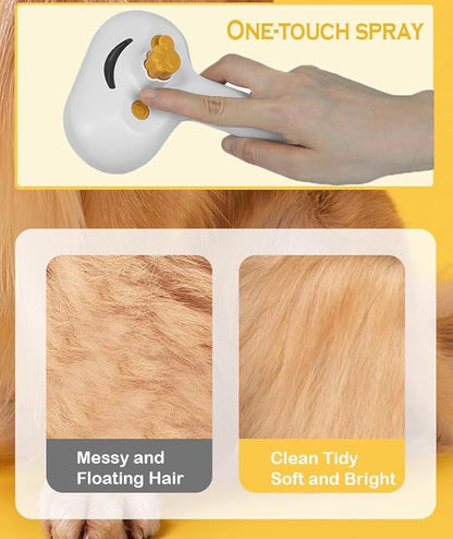 3-1 Cat Steam Brush for Shedding, Steamy Grooming Brush for Long &amp; Short Hair Cats &amp; Dogs, Self-Cleaning Pet Hair Removal Comb with Water Tank Dog