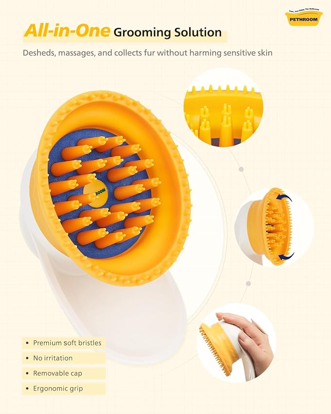 [PETHROOM] Cat Brush for Shedding Cats,Dogs, Kitten | Gentle Deshedding &amp; Grooming Tool for Short or Long Hair | Safe Massage Brush for Sensitive Skin | Sturdy, Durable, and Portable