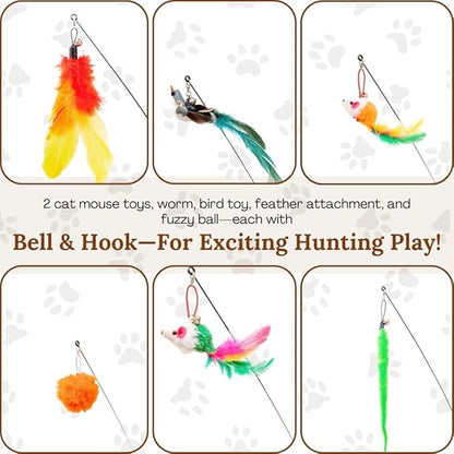 Interactive Cat Toys for Indoor Cats Suction Cup Cat Toys for Indoor Cats Bird Hunting Slefplay Simulation for Kitten Flying Bird Toy Feather Wand Attachments