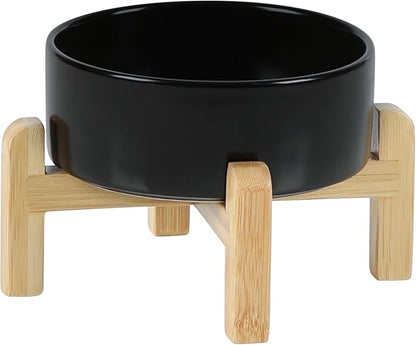 Ceramic Raised Dog and Cat Bowl Set, 2 Heights Elevated Stand, Food and Water Bowl for Small Breed Dogs, Cats, Kitty, Weighted Dog Dishes, Pet Bowls(5.1&