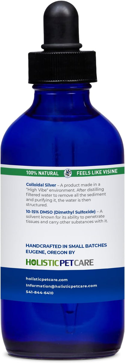 Eye Ulcer Drops - Colloidal Silver with DMSO Eye Drops for Dogs &amp; Cat Eye Infections &amp; Irritations - Eye Care Solution Reduces Cataracts - All Natural Pet Eye Health Care (4 oz)