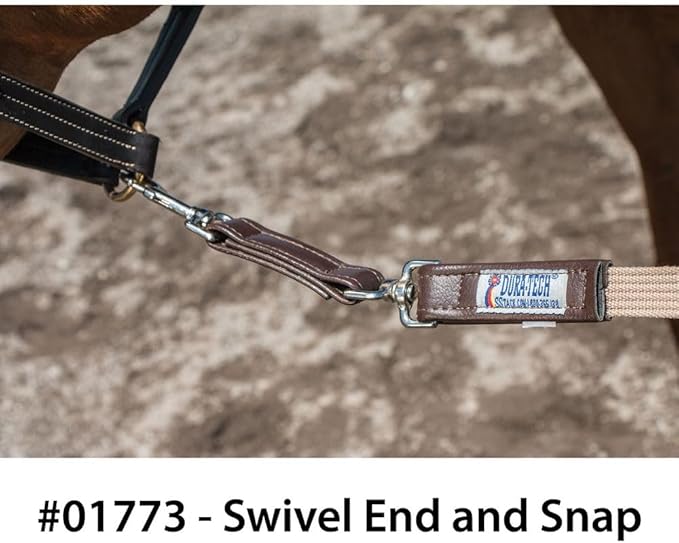 Schneiders Dura-Tech German Web Cord Lunge Line for Horses | Soft Grip Ribbed Webbing | Lightweight &amp; Durable | Nickel-Plated Snap or Chain Options | Lunge Line with 30" Chain
