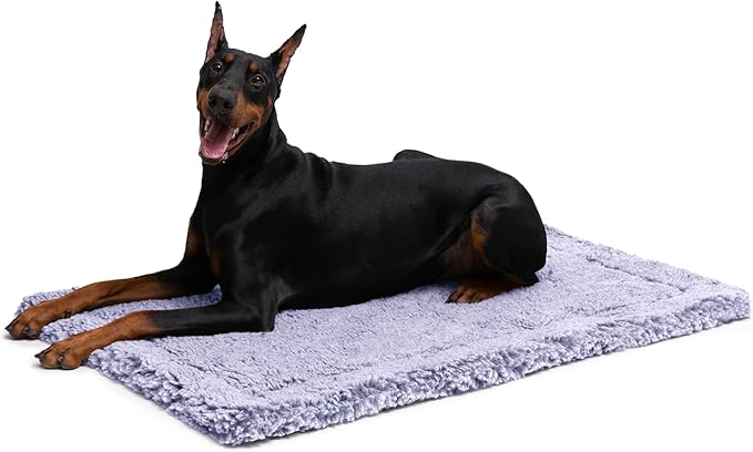 Stoutwool Indestructible Dog Bed - Fluffy Chew Proof Dog Crate Pad - Tough Kennel Pad for Aggressive Chewers - Washable, Ideal for Large Breeds &amp; Fits 42-Inch Crate - 41"x27", Jacaranda