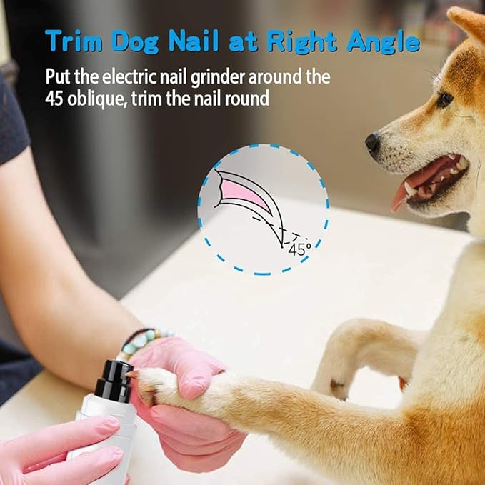 Casfuy Dog Nail Grinder Upgraded - Professional 2-Speed Electric Rechargeable Pet Nail Trimmer Painless Paws Grooming &amp; Smoothing for Small Medium Large Dogs &amp; Cats (White)