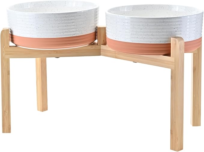 SPUNKYJUNKY Elevated Dog Bowls Ceramic, 8.3&
