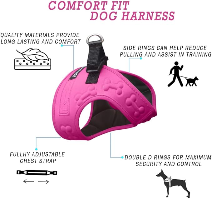 Comfort Fit Dog Harness No Pull No Escape Harness Adjustable Buckles Soft Padded Reflective Choke Step in Dog Vest with Easy Control Handle for Small Medium Large Dogs &amp; Puppies