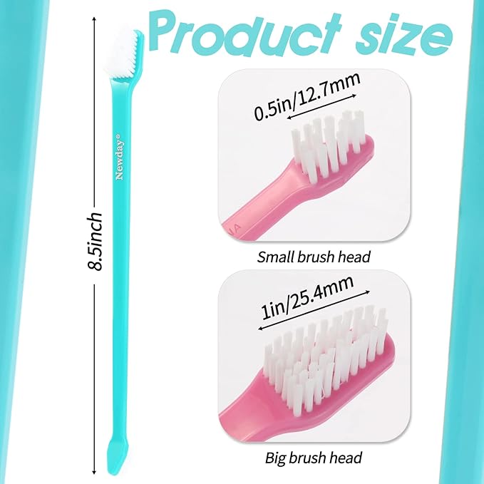 50 Pack Dual Ended Long Dog &amp; Cat Toothbrush, Pet Safe Super Soft Bristles for Pet Dog Puppy Kitten Dental &amp; Oral Care Teeth &amp; Gums, Pet toothbrushes in Box, Bulk Individual polybag (Colorful)