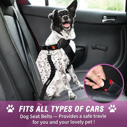 COOYOO Dog Seat Belt, Durability Retractable Dog Car Harness Adjustable Dog Seat Belt for Vehicle Nylon Pet Safety Seat Belts Heavy Duty &amp; Elastic