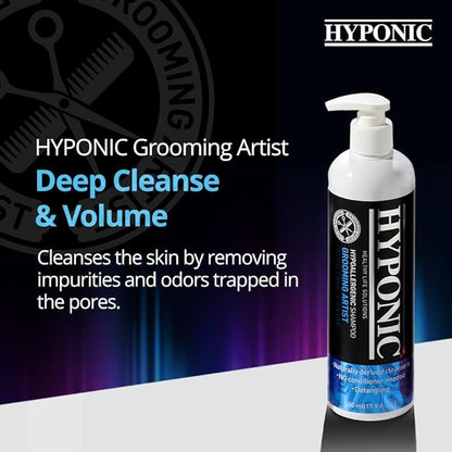 HYPONIC Grooming Artist Shampoo - Hypoallergenic Pet Shampoo for Groomers (Deep Cleanse &amp; Volume (17.9 oz))