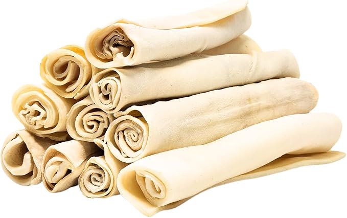 hotspot pets 8-9 Inch Large Rawhide Dog Chew Rolls (10 Pack) - Made from Grass Fed Cows - Great for Dental &amp; Oral Care for Aggressive Chewers Large Dogs