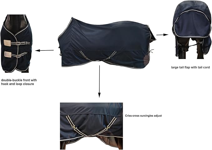BARN &amp; STABLE Breathable and Tear-Resistant Horse Fly Sheet with UV Protection Equine Summer Sheet Horse Fly Blanket with Removable Web Leg Straps